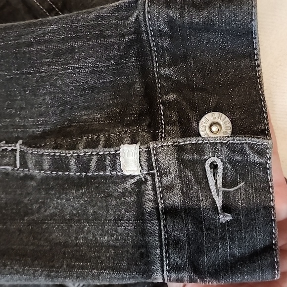 Chico's Platinum Black Jean Jacket Classic Size 2(12) - Picture 4 of 8